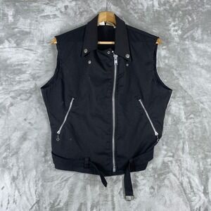 Vintage Lip Service Vest Men S Black Biker Punk Goth Moto Belted Sleeveless Zip